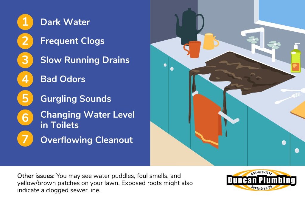 Signs of clogged sewer line