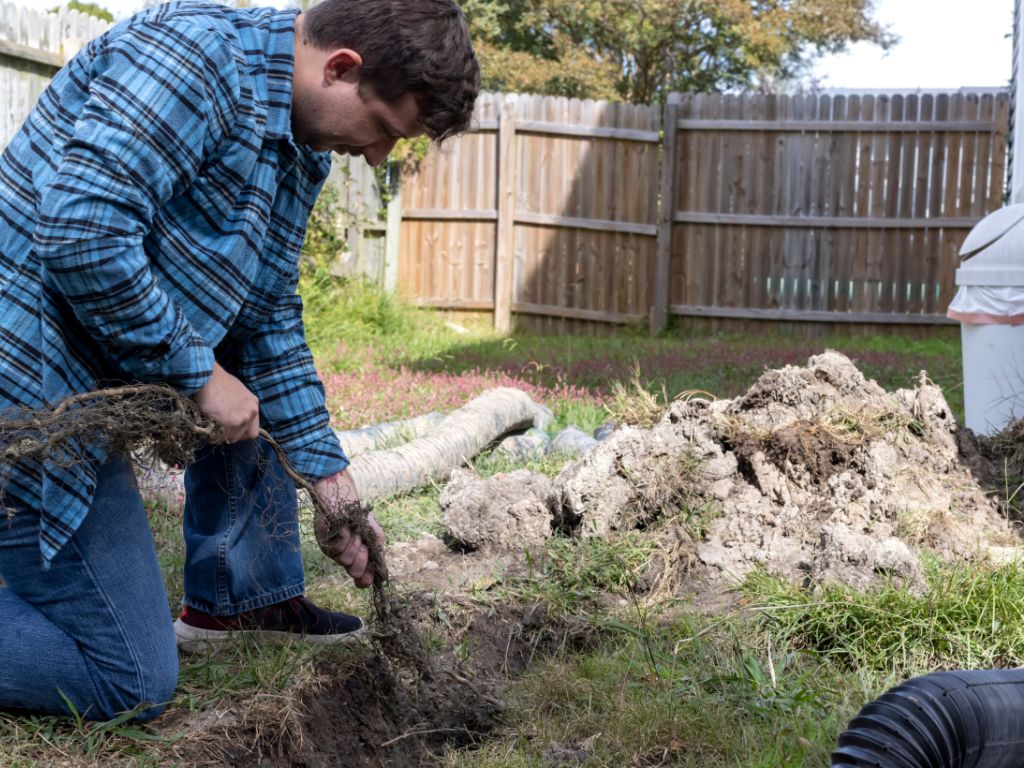 11 Common Types Of Plumbing Emergencies And How To Handle Them 11 Plumber clearing roots from clogged drain